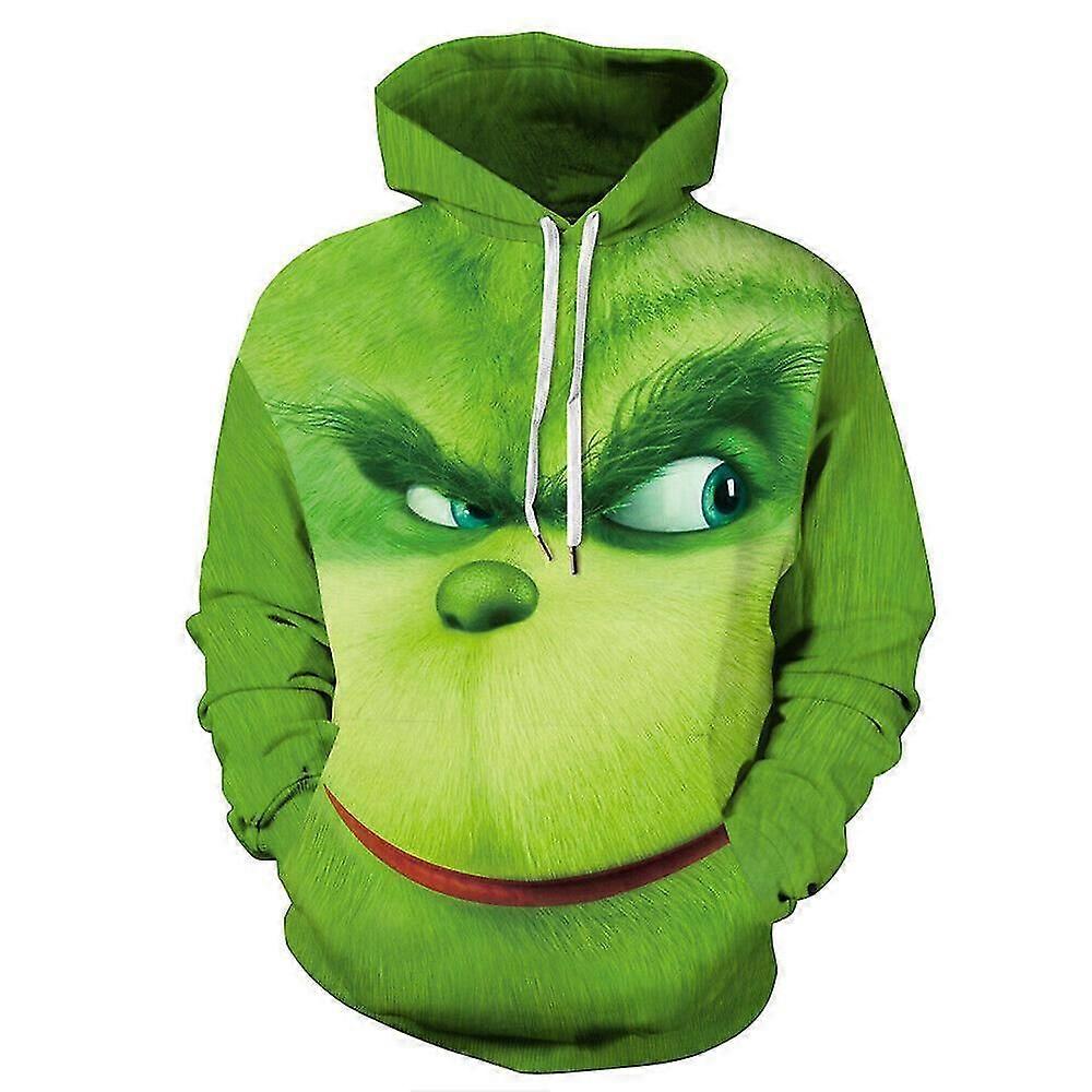 Navidad Unisex Kids The Grinch 3d Digital Print Pullover Hoodie Navidad Sudadera con capucha casual Top