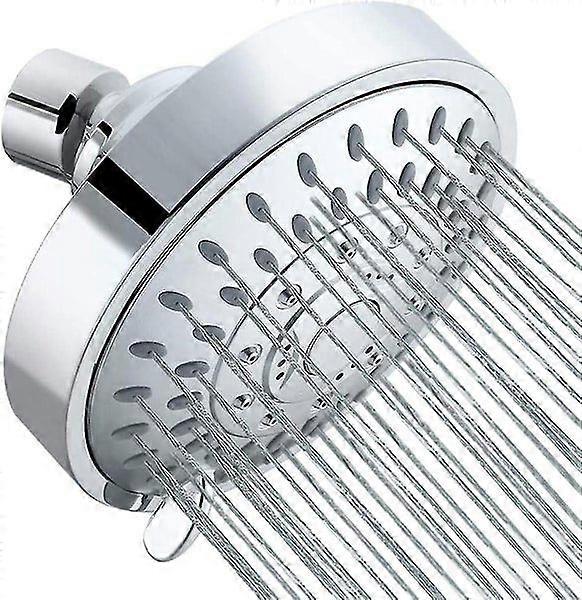 High-Pressure Shower Head 4 Inch ABS Plastic Silver Easy Installation Spa Experience 5-Function Controller