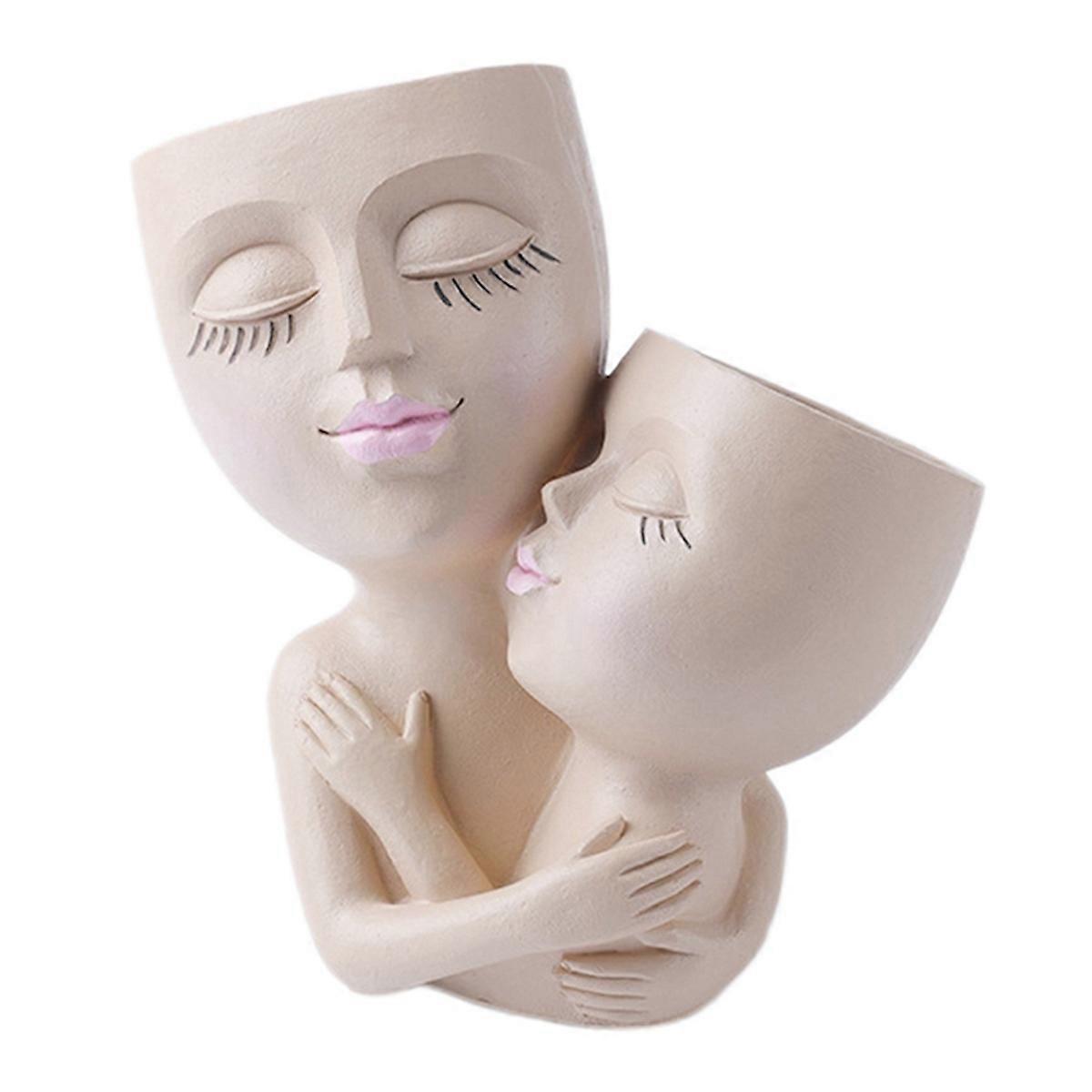 Face Flower Pot Resin Women Head Vase