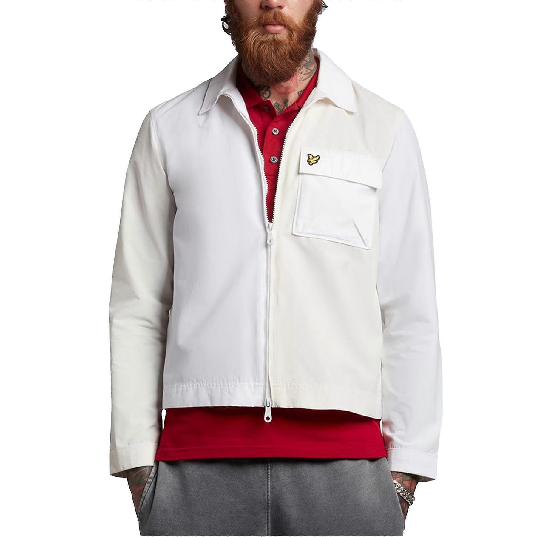 Lyle And Scott Mens Jacket Overshirt Regular Fit Full Zip Casual Cotton White