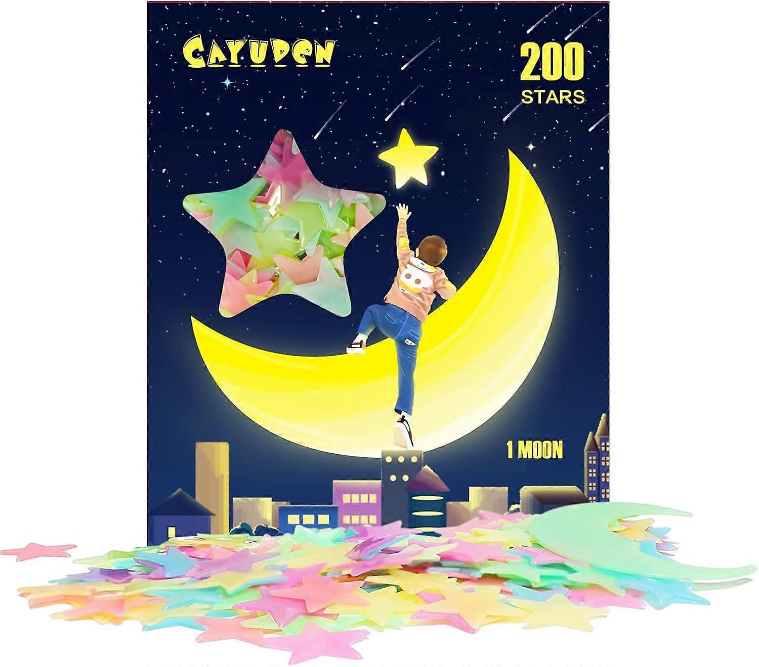 Starry Night, Glow In The Dark Stars, Bright And Long Lasting Glow, Non-Toxic Reusable Waterproof PVC Stars, Easy To Use Sticky And Firmly Attaches