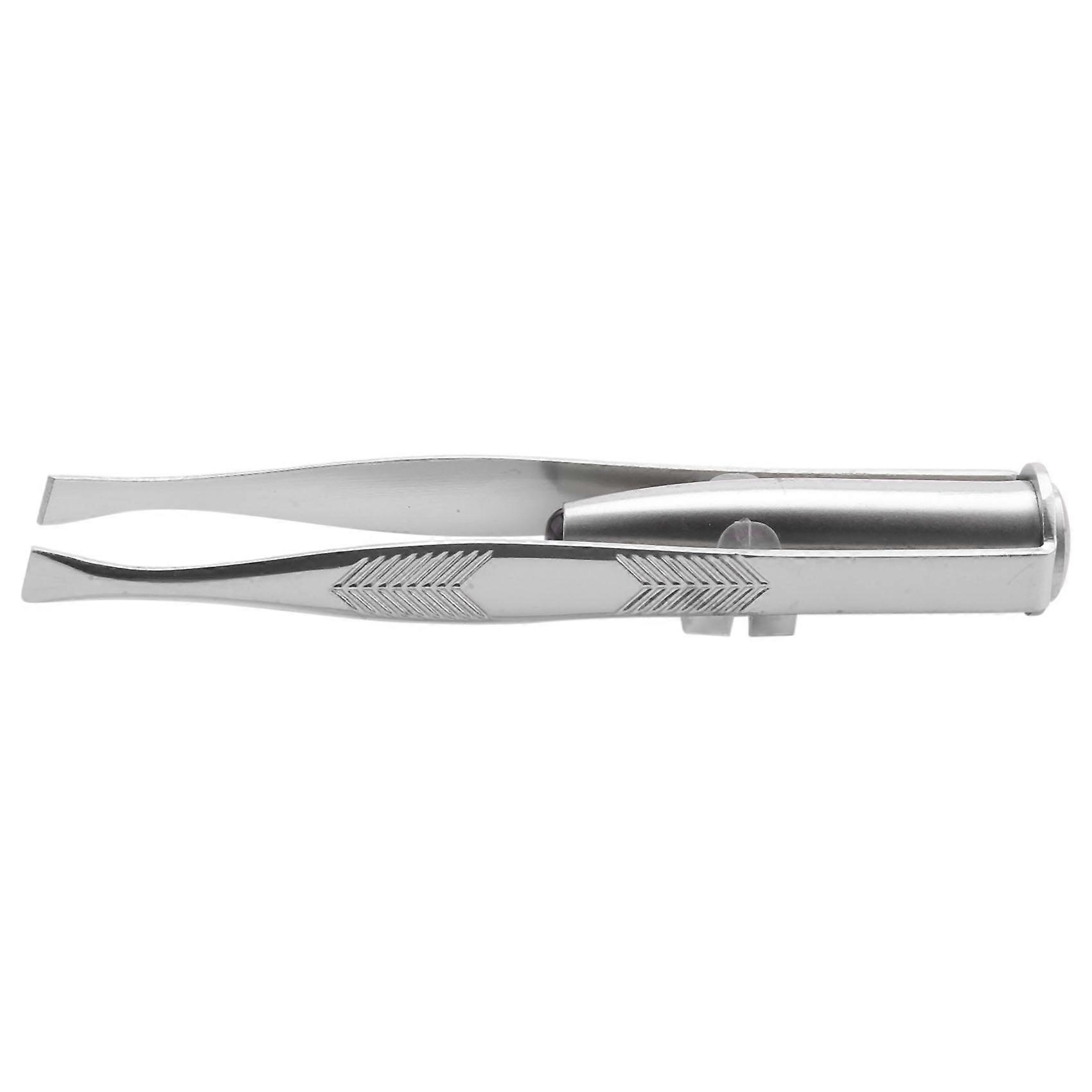 Stainless Steel Eyelashes Eyebrow Tweezer + LED Light