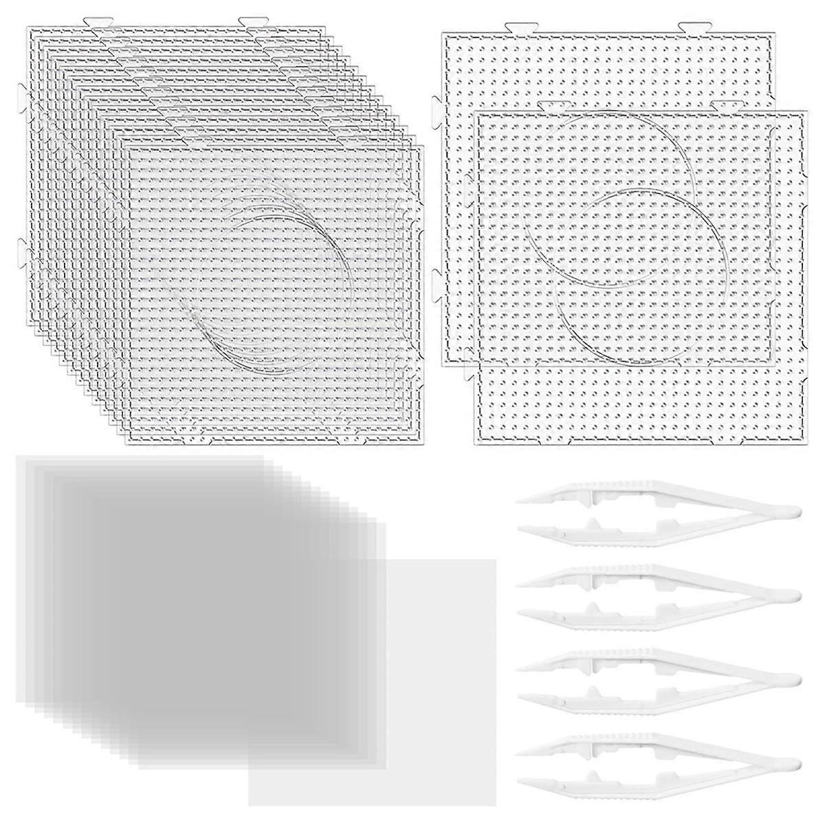 34 Pcs 5mm Fuse Beads Boards Set Clear Fuse Bead Pegboards Pegboard