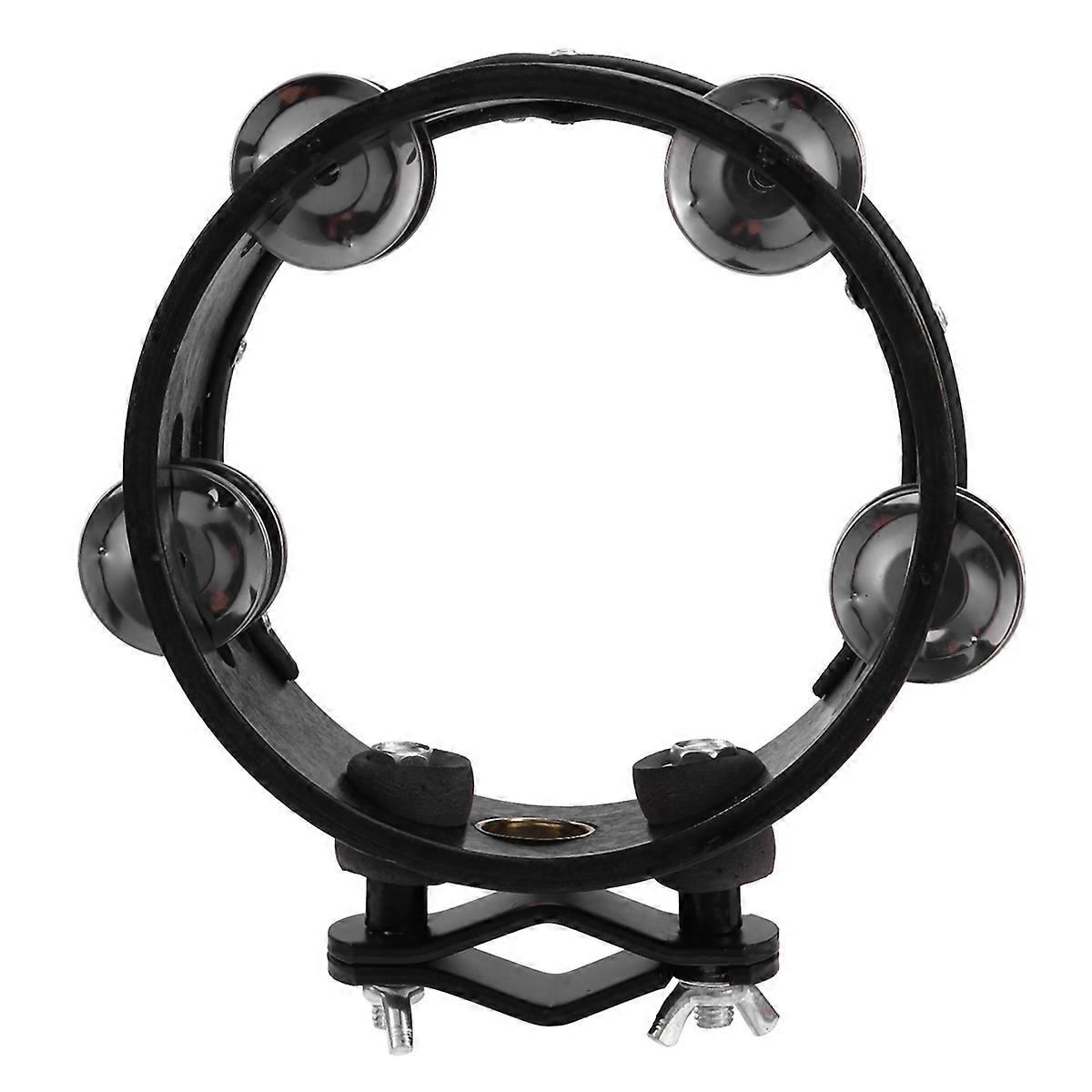 Drum Circle Double Row Rattle Drum Rings Tambourine Drum black