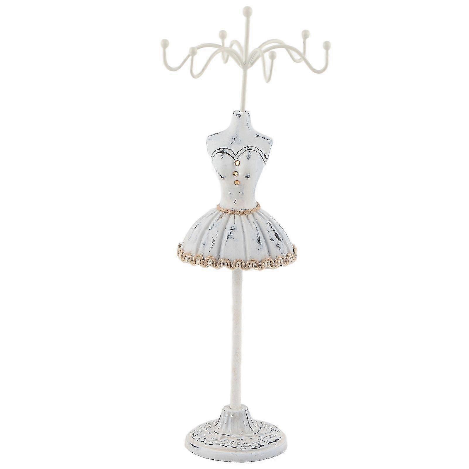 Sieraden Houder Display Ketting Oorbellen Opslag Polyresin Poppenstandaard met Afneembare BeugelGrijs 2