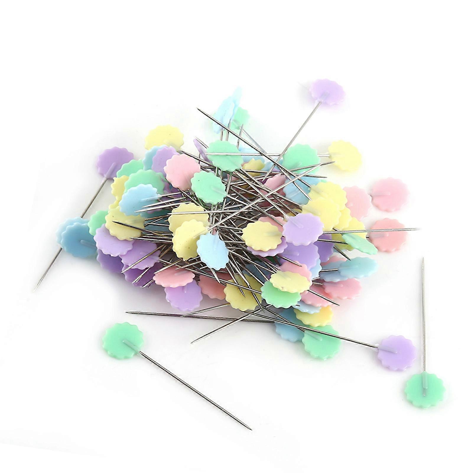 100pcs Multi-Color DIY Sewing Patchwork Pins with Box, Flower/Bow Tie Styles