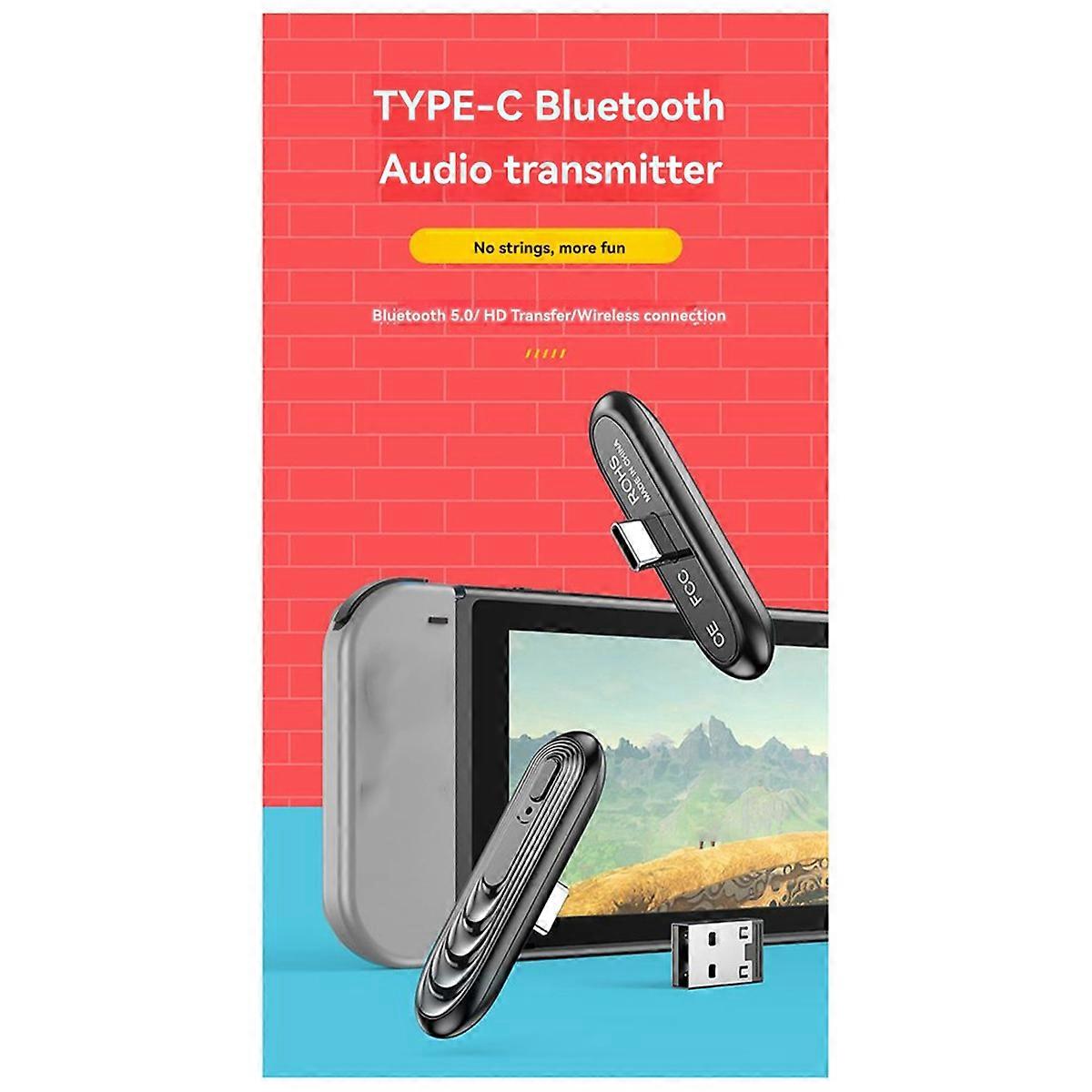Type-C Bluetooth 5.0 Audio Transmitter Wireless Low Latency Adapter for Switch for for