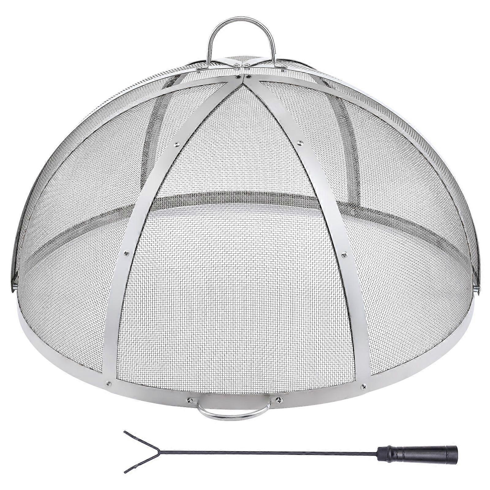 Fire Pit Spark Screen Round 36", Outdoor Firepit Lid, Easy-Opening Top Screen Covers Round with Ring Handle for Outdoor Patio Fire pits