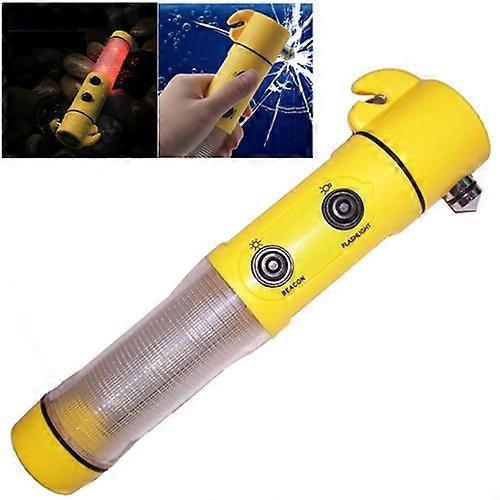 4 in 1 Multi Function Flashlight Alarm Emergency Hammer LED Flash Light For Auto-used(Yellow)