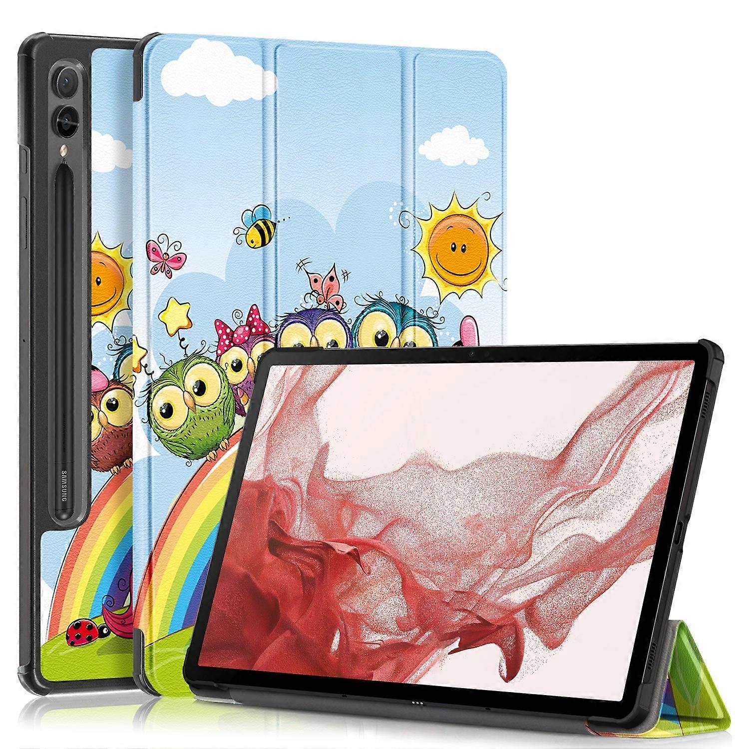 Custer Painted 3-Fold Holder Smart Leather Tablet Case For Samsung Galaxy Tab A9 2023