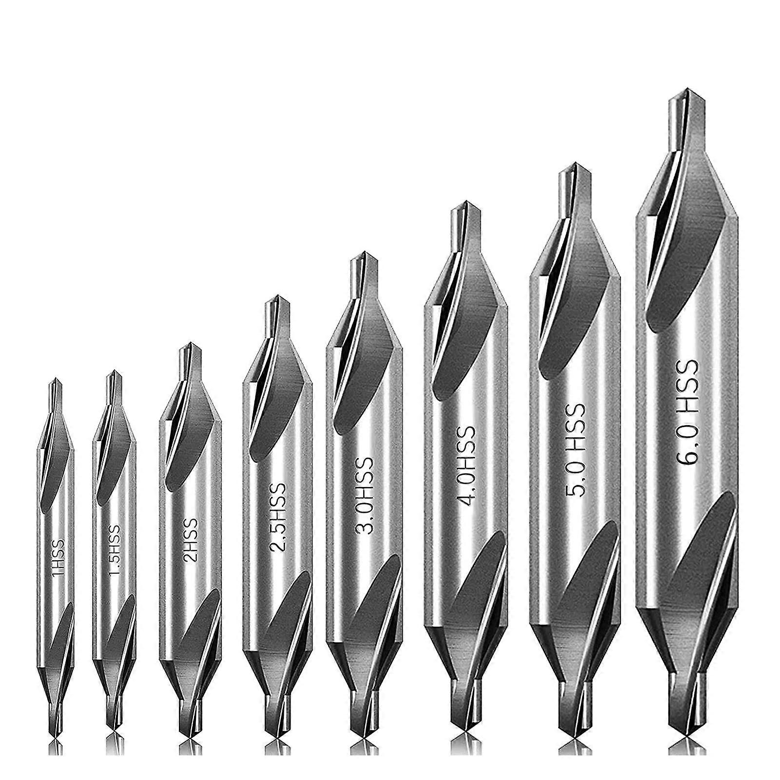 8Pcs Center Drill Bits Set 60-Degree Angle Countersink Tools for Metalworking Lathe 1/1.5/2/2.5/3/4/5mm Sizes