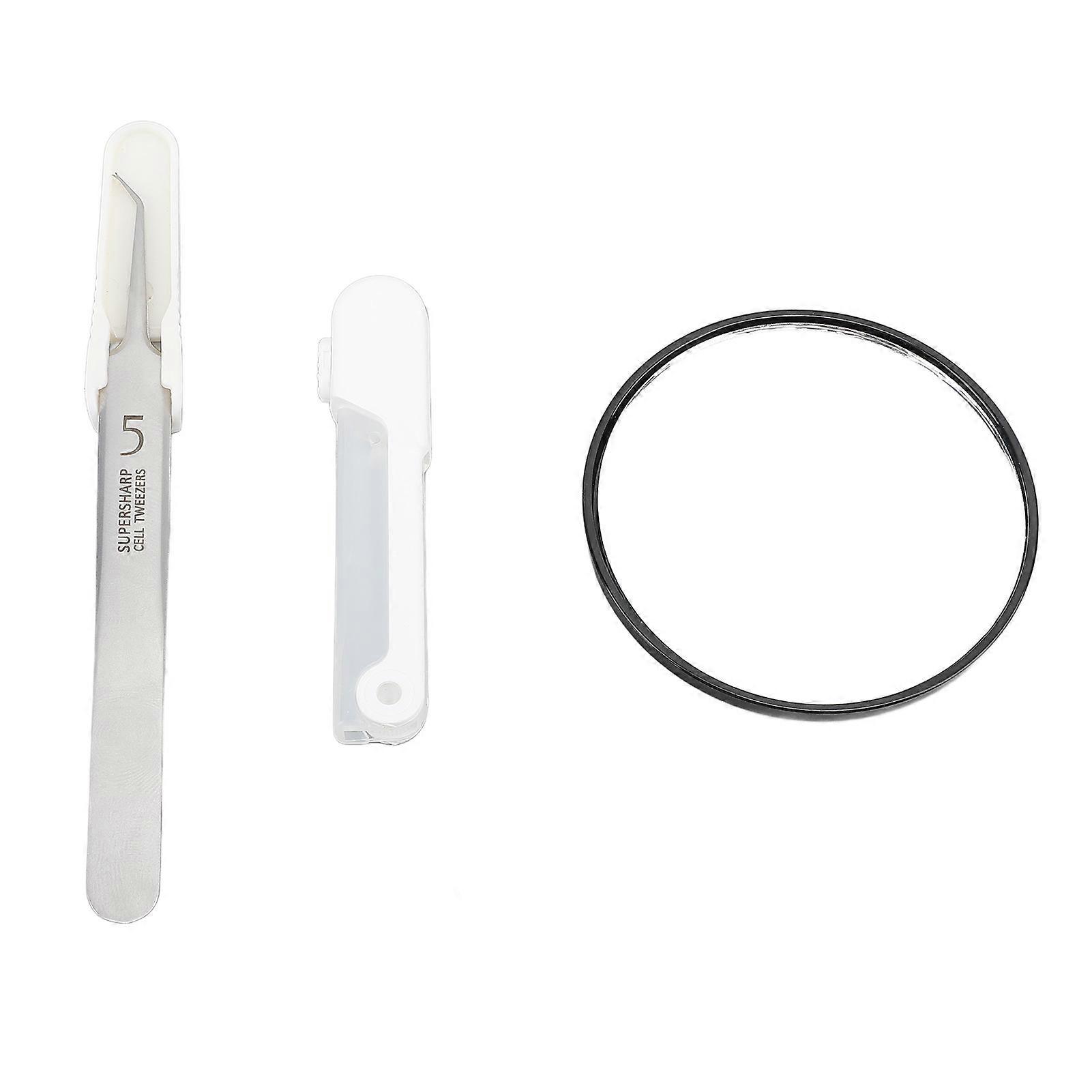 Oblique Blackhead Remover with LED Light 5X Mirror Popping Removing Tools Stainless Steel Extractor Tweezers for Blemish