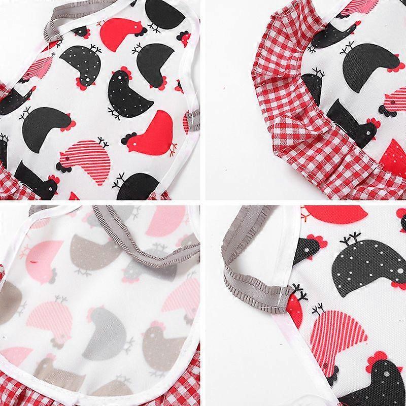 1 Pack Durable Cotton Poultry Aprons with Elastic Straps for Medium Poultry with Bows and Ruffles Red, Red, Medium