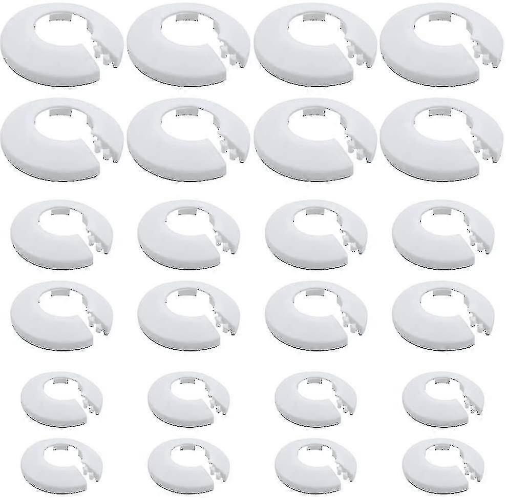 (24 stycken) Rörkragar Vit plast kylarrör täcker väggfläns lätt