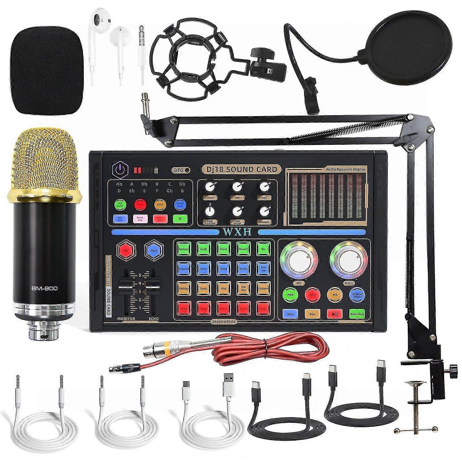 E style Microphone computer recording condenser wheat sound card mobile phone live sound card full set