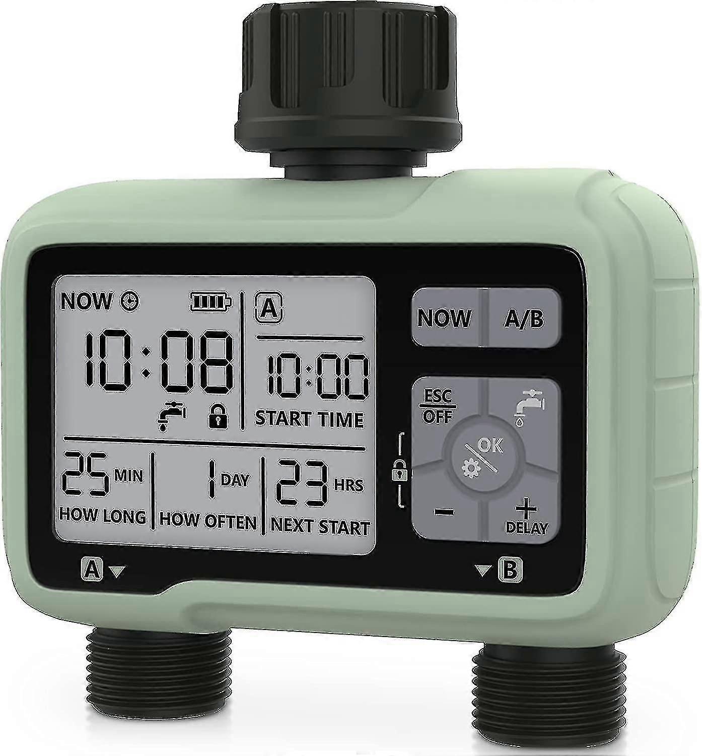 Water Timer Irrigation System,2 Outlets Water Sprinkler Timer Lawn & Garden Watering Equipment/a