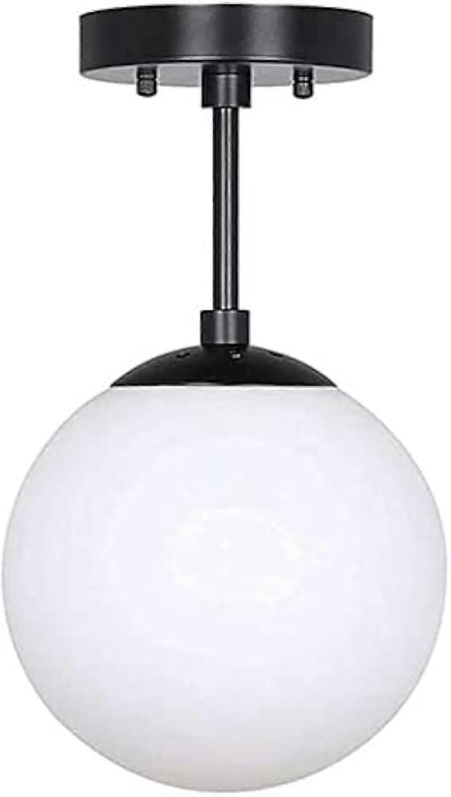 Matte Black Hallway Ceiling Lamp Globe Semi Flush Mount Ceiling Light Fixture