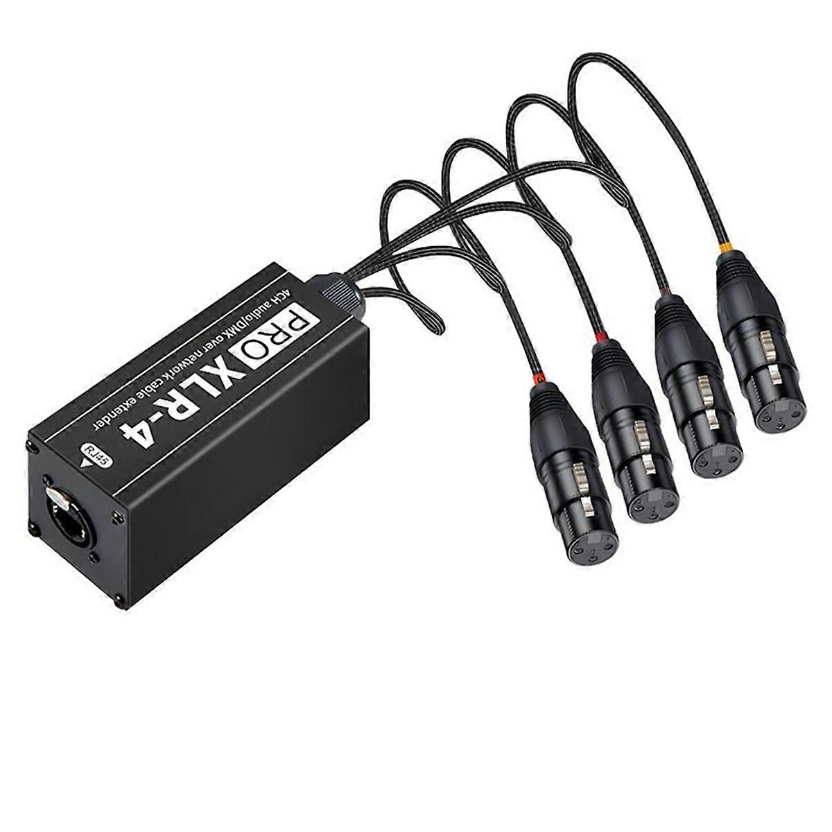 4-Channel XLR Audio and Network Cable Extender, DMX512 Network Signal Extender for Stage Sound Light