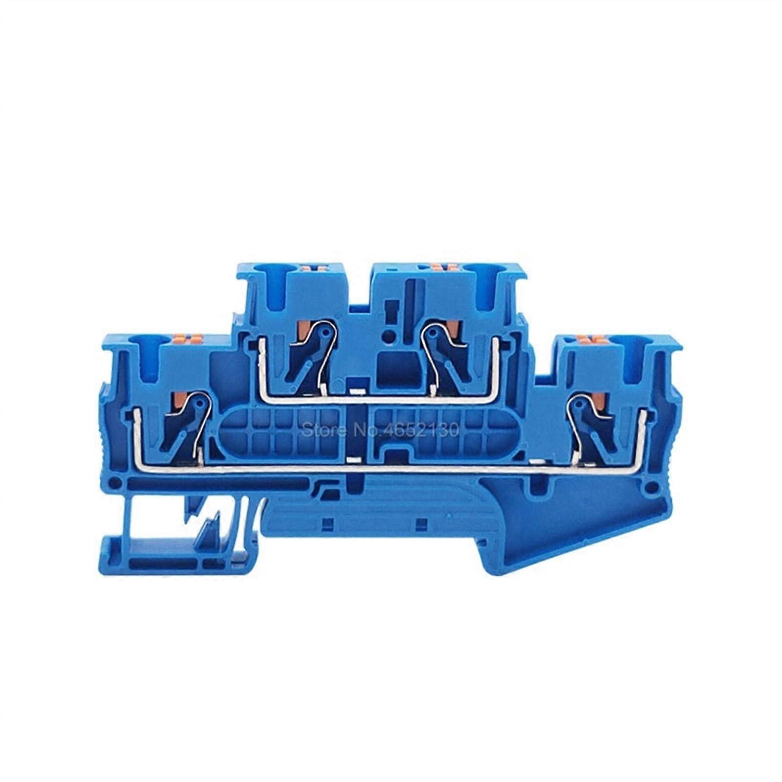 PTTB4 Double Level Push-in 4mm Wire Connector 10Pcs Electric DIN Rail Terminal Block Blue PTTB 4 Compatibility