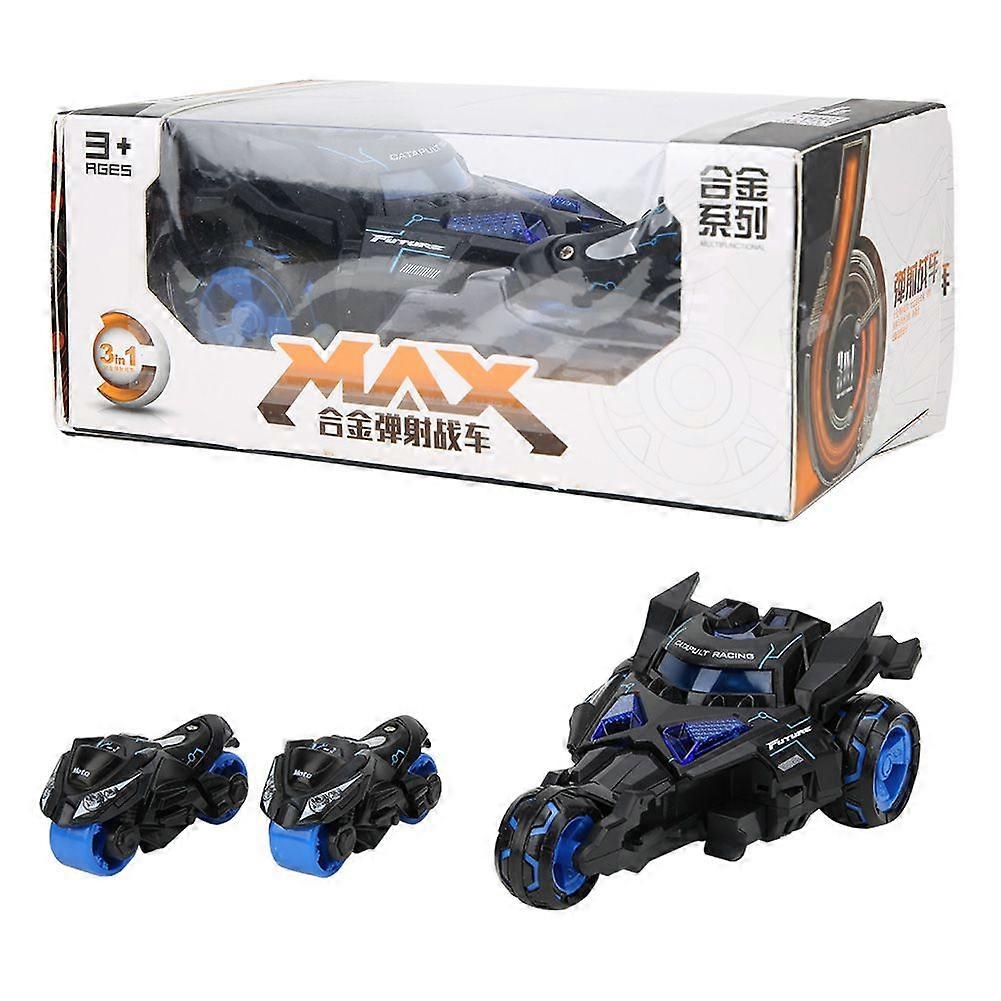 1:32 Alloy Pull-back Vehicle 3 In 1 Catapult Car Model Toy with Lighting and Music(Black Blue)