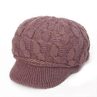 Gorro cálido de invierno para mujer Gorros de punto holgados de ganchillo con visera Gorro de torsión de ocho caracteres Gorro de punto de otoño e invierno caqui