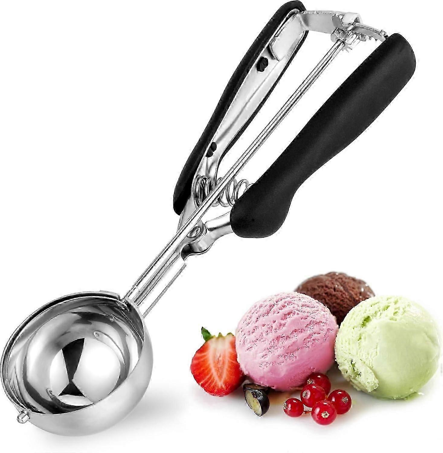 Ice Cream Scoop 4 Tbsp 6cm, Large Stainless Steel Cookie Scoop with Easy Trigger Release Good Grips for Mashed Potato, Meatballs