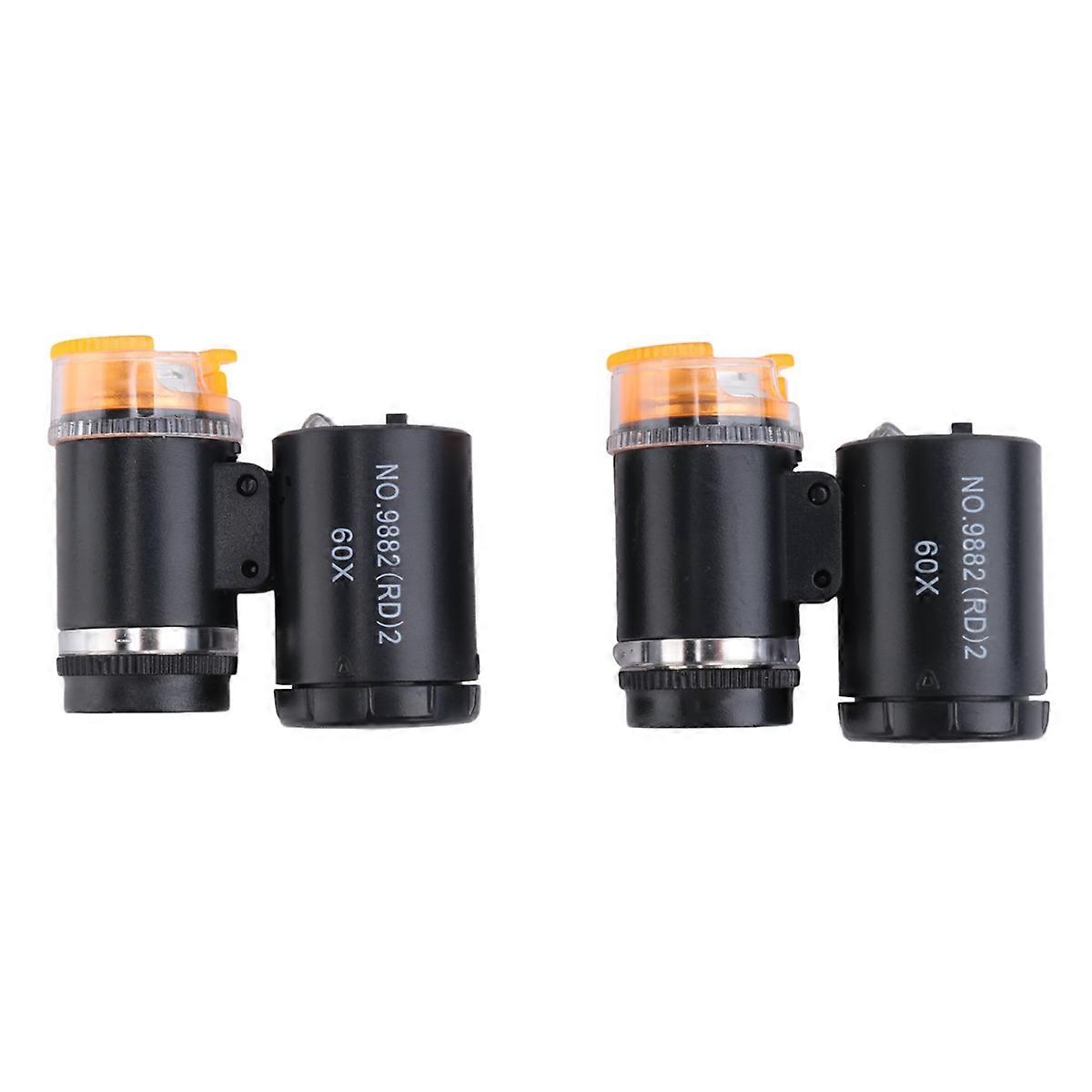 2 Pieces 60X Mini Pocket Microscope,Eye Loupe for Handcrafts Jewelry