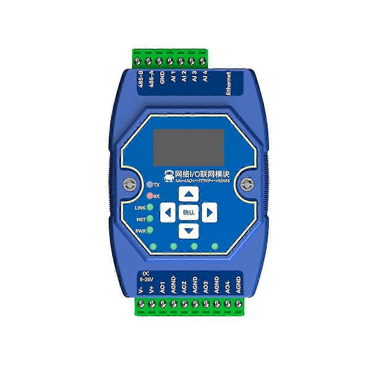4AI 4AO Modbus TCP / IP RS485 وحدة التحكم عن بعد 0-20mA التناظرية الإدخال / الإخراج مع منفذ RJ45