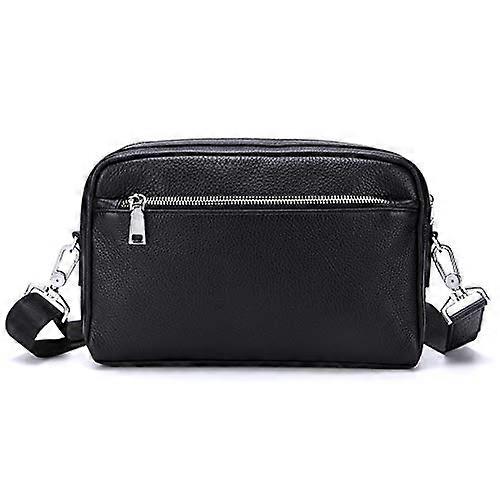Leather Messenger Shoulder Crossbody Bag for Men Work Business Retro Zipper Big Capacity With Adjustable Straps