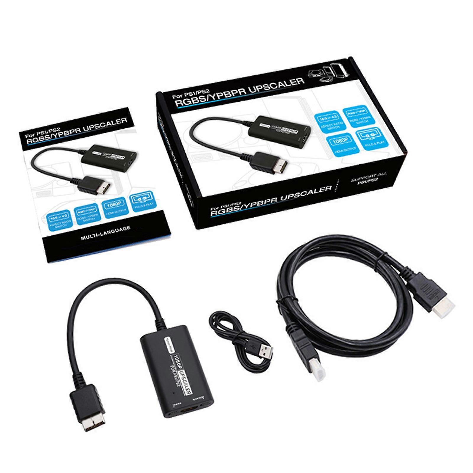 HDTV Converter Adapter Fit for PS1 RGB-YPbPr Upscaler 16:9/4:3 Aspect Ratio Switching 1080P HDMI-compatible Adapter