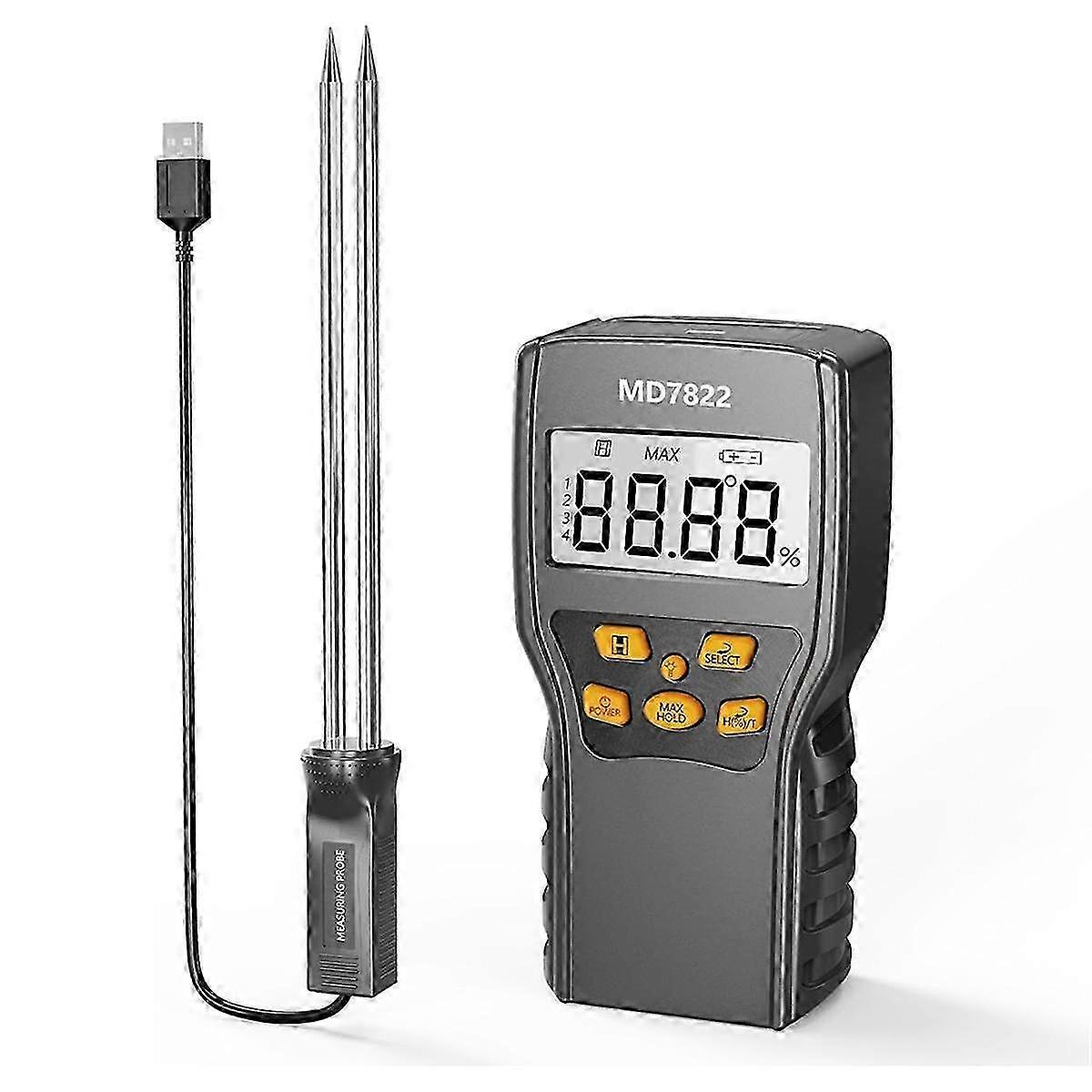 2025 Hay Moisture Tester,Moisture Meter Probe for Hay,Froage Grass, Leymus Chinensis,Alfalfa and Other Hays with Data Storage