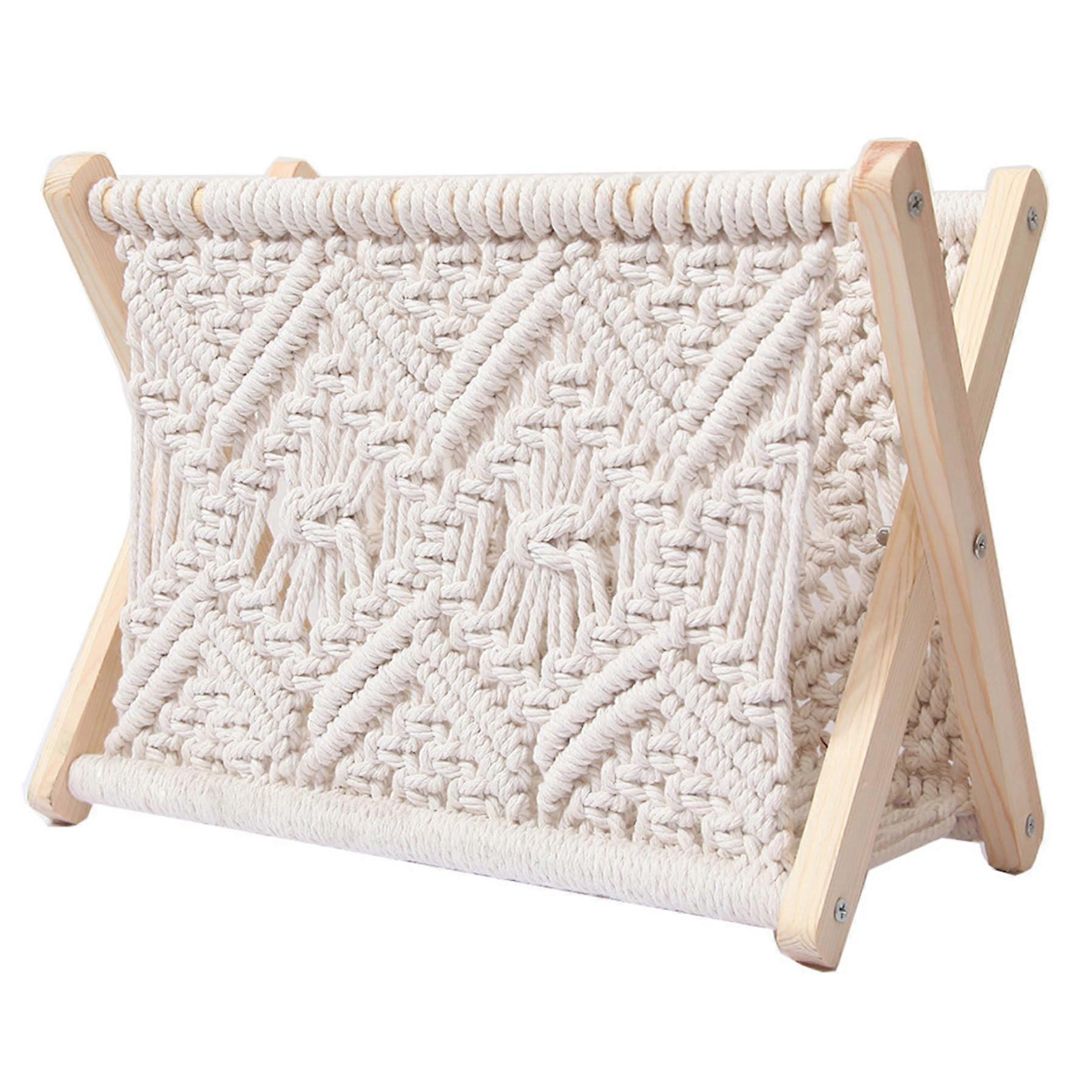 Standing Boho Basket, Book Basket for spapers, Magazines, Books