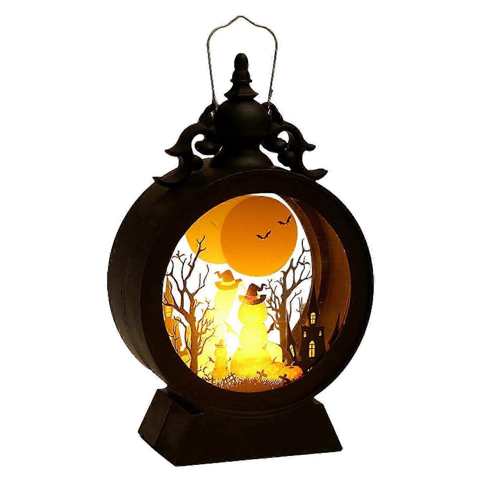 ビンテージLEDハロウィンパンプキンランタン - 電池式のドクロの魔女の装飾