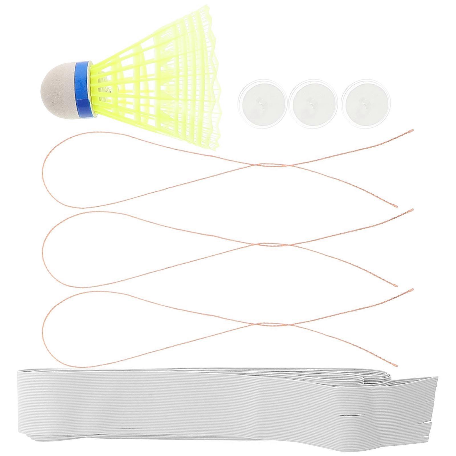 Portable Badminton Training Kit with Adjustable Automatic Rebound System, Includes Glowing Shuttlecock, Hooks, and Elastic Cords