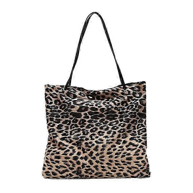 Korean Style Leopard Handbag Shopping Tote Retro Pattern Wild Large Capacity Storage Bag (Khaki)