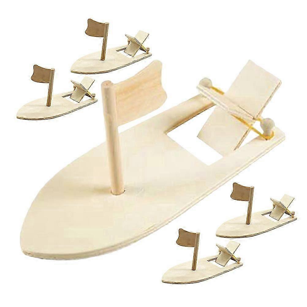5pcs DIY木製ヨットモデルクラフトペインティングボートのおもちゃ