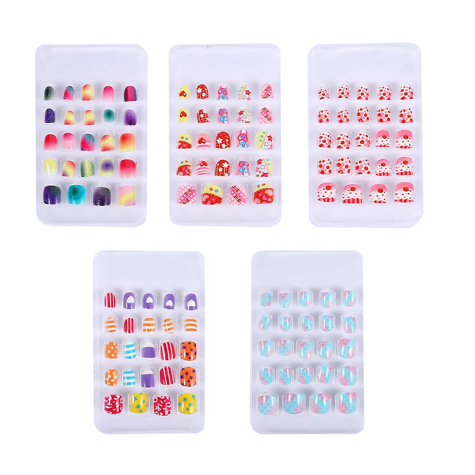 120Pcs Kids Manicure Decor False Nails Artificial Nail Tip Press On Fingernail