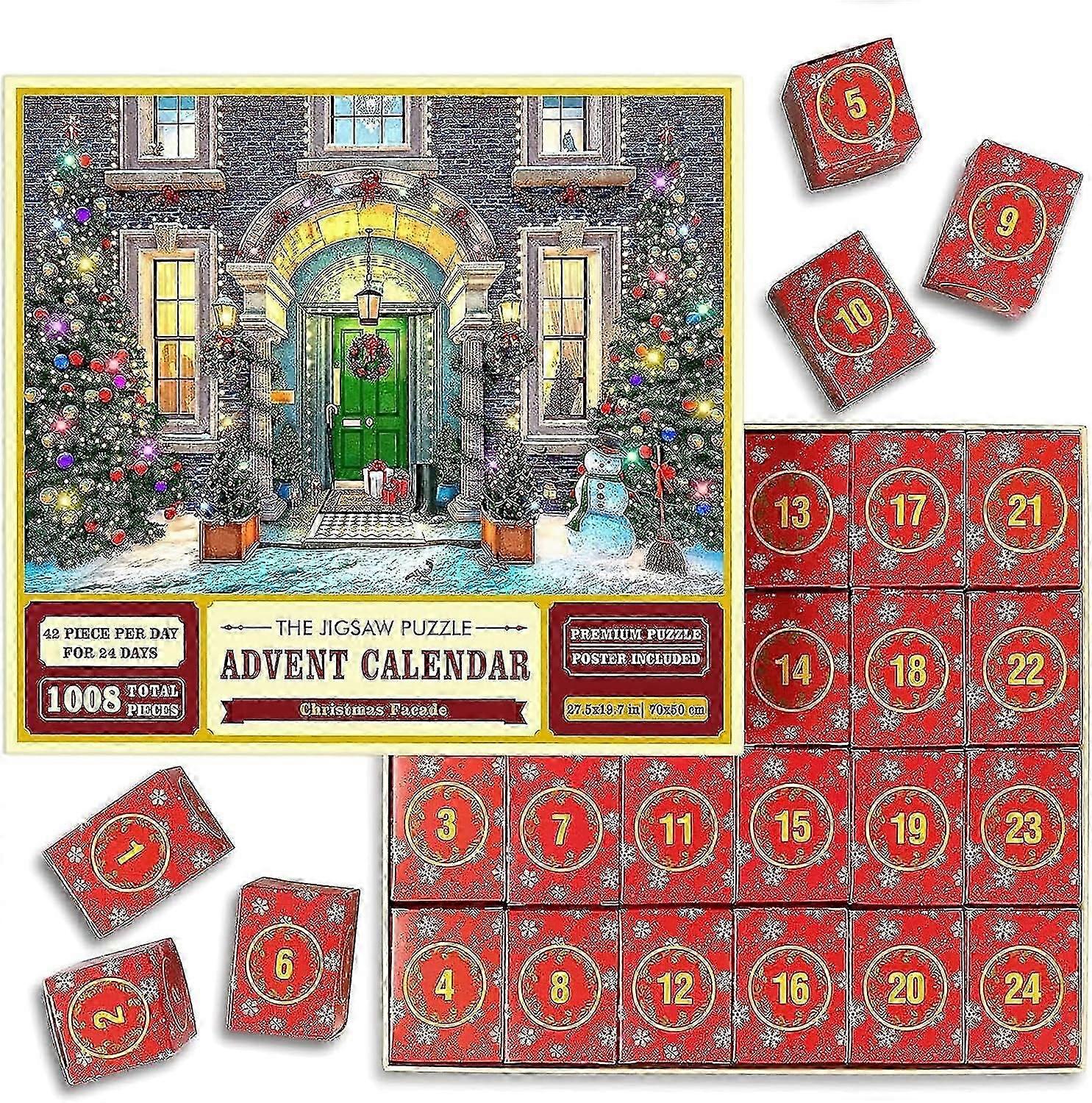 Countdown to Christmas with 1,008 Pieces Advent Calendar Puzzle, Fun Christmas Jigsaw Puzzle in 24 Box Sets