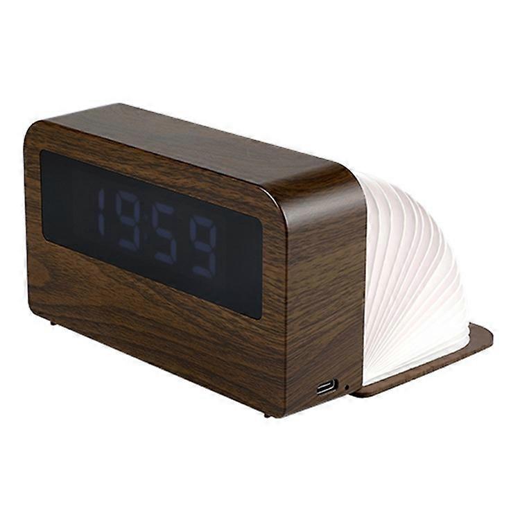 Y1 Wooden Alarm Clock Time Display Colorful Creative Book-shaped Light Desktop USB Rechargeable Smart Alarm Clock