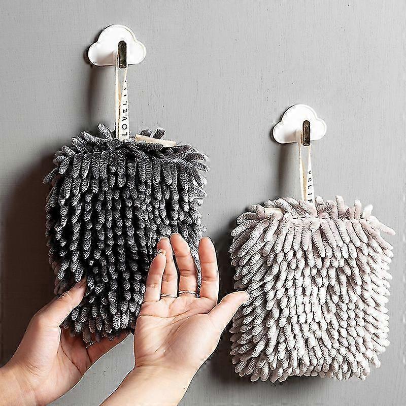 2 PCS Chenille Hand Towels, Ultra Soft & Quick Drying for Kitchen & Bathroom
