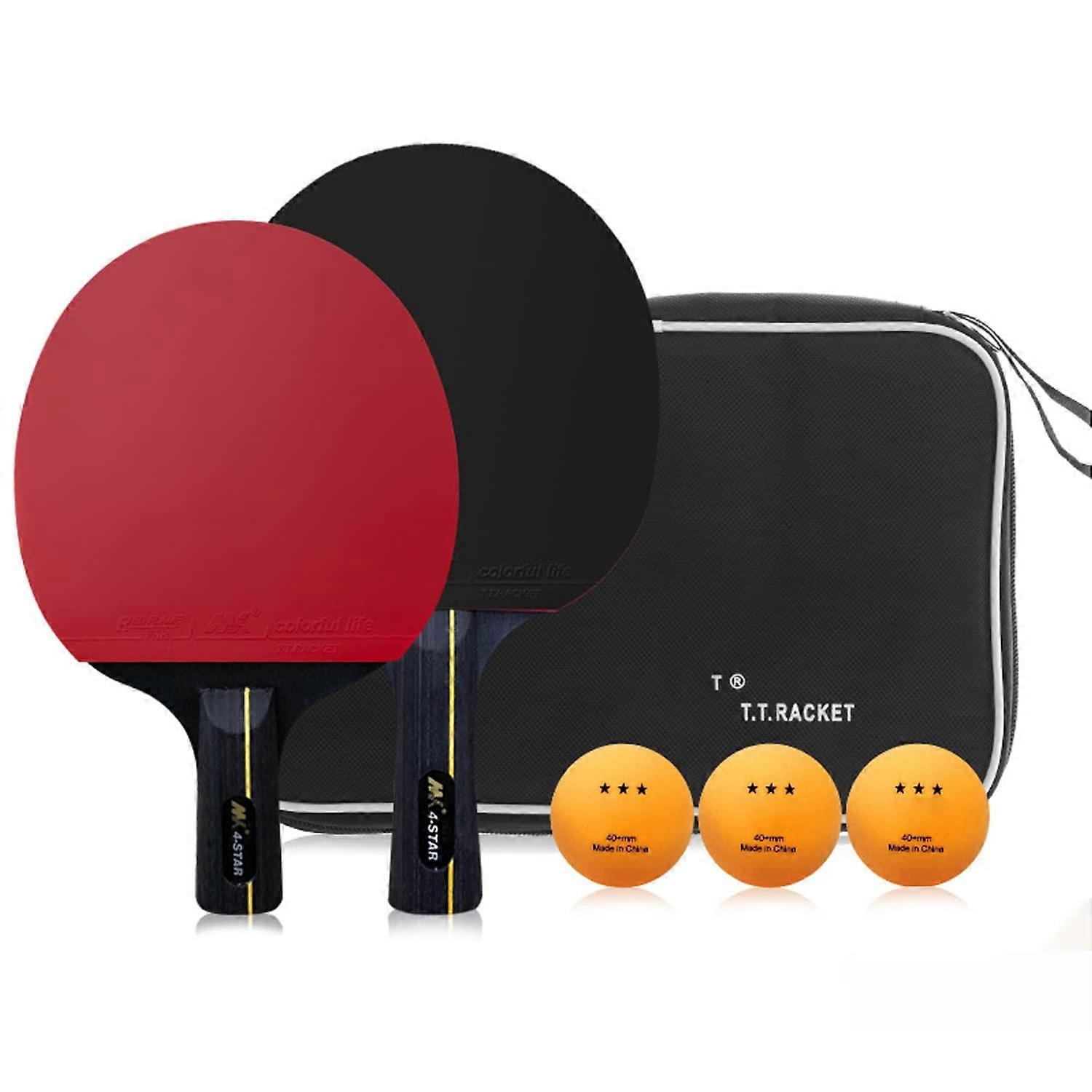 Table Tennis Bat Set, Table Tennis Bat Set, Professional Table Tennis Bat with 3 Balls, Composite Rubber Pong Paddle Set