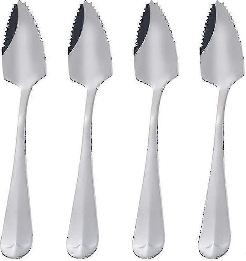 4 ملاعق خشنة من الفولاذ المقاوم للصدأ - مجموعة ملاعق الجريب فروت والحلوى - هدية فريدة