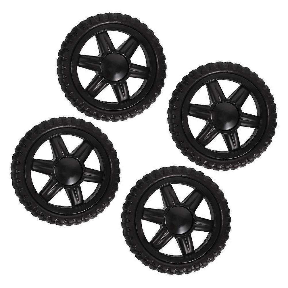 4pcs Black Shopping Cart Wheels for Rolling Cart Stable PU Plastic Design Fits Stairs