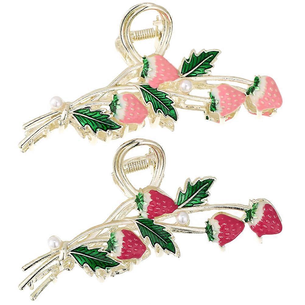 Here's a polished and professional product description based on the title you provided:
**2PCS Strawberry Hair Claw Clips – Decorative Metal