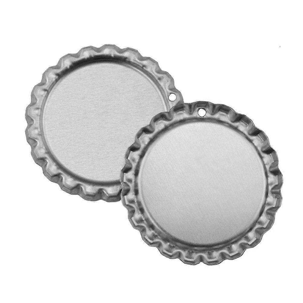 Craft Bottle Cap Metal Flattened Bottle Caps Punched for DIY Pendants Craft Projects 100Pcs
