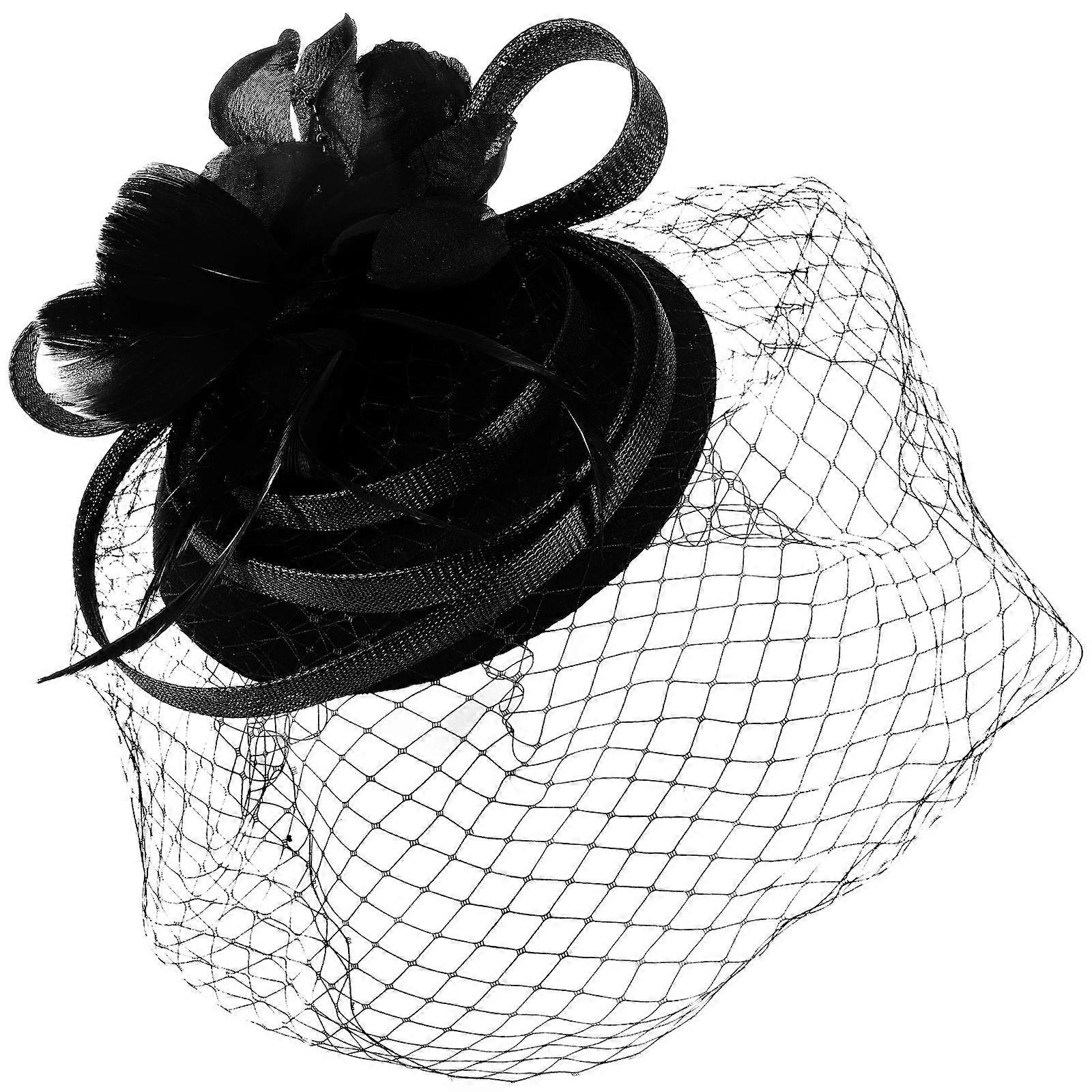 Vintage Bridal Fascinator Headpiece with Floral Mesh Design for Weddings, Tea Parties and Special Occasions – Elegant Ladies’ Hat in Black