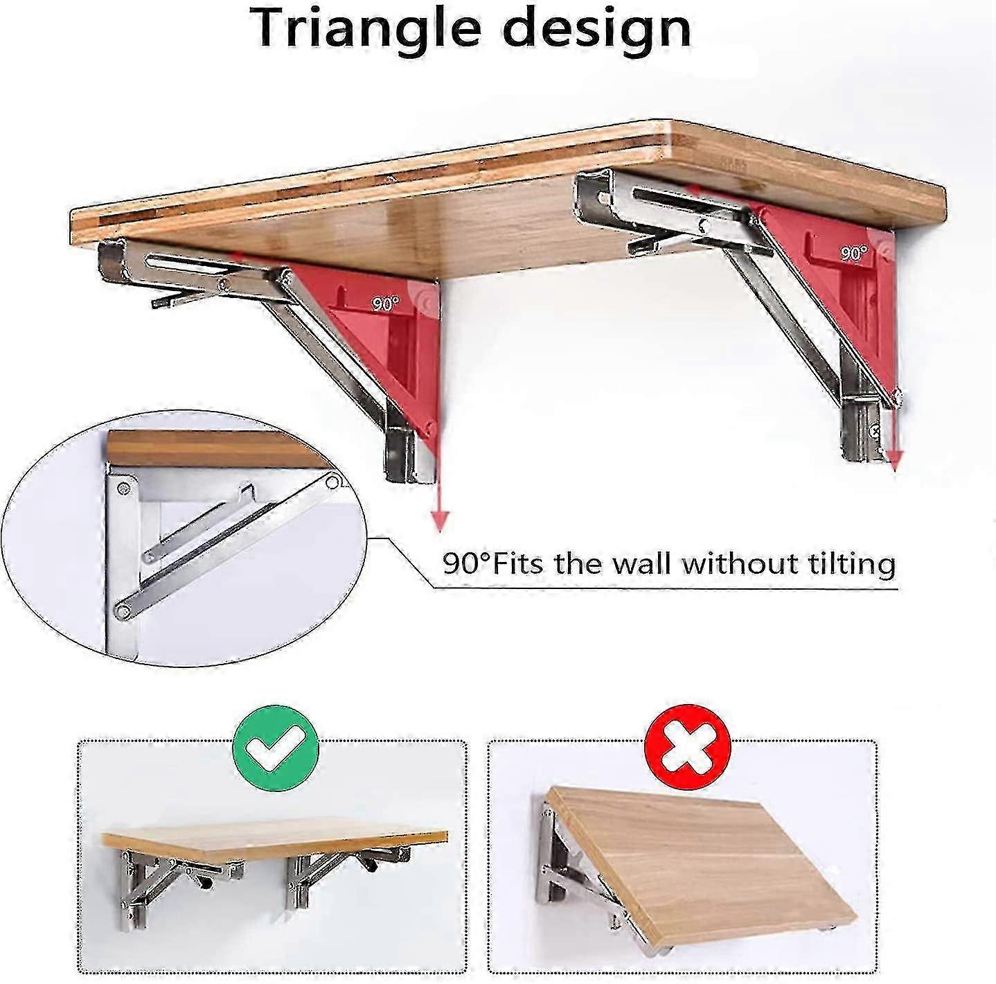 2pcs Folding Bracket, 10 Inch Stainless Steel Folding Shelf Brackets
