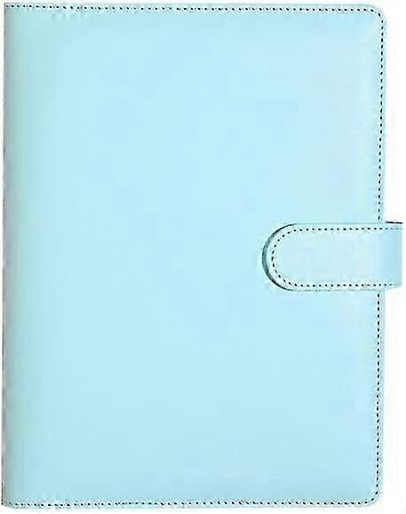 Leather A5 Ring Binder, Refillable Notebook Organizer with Magnetic Buckle Closure, Blue