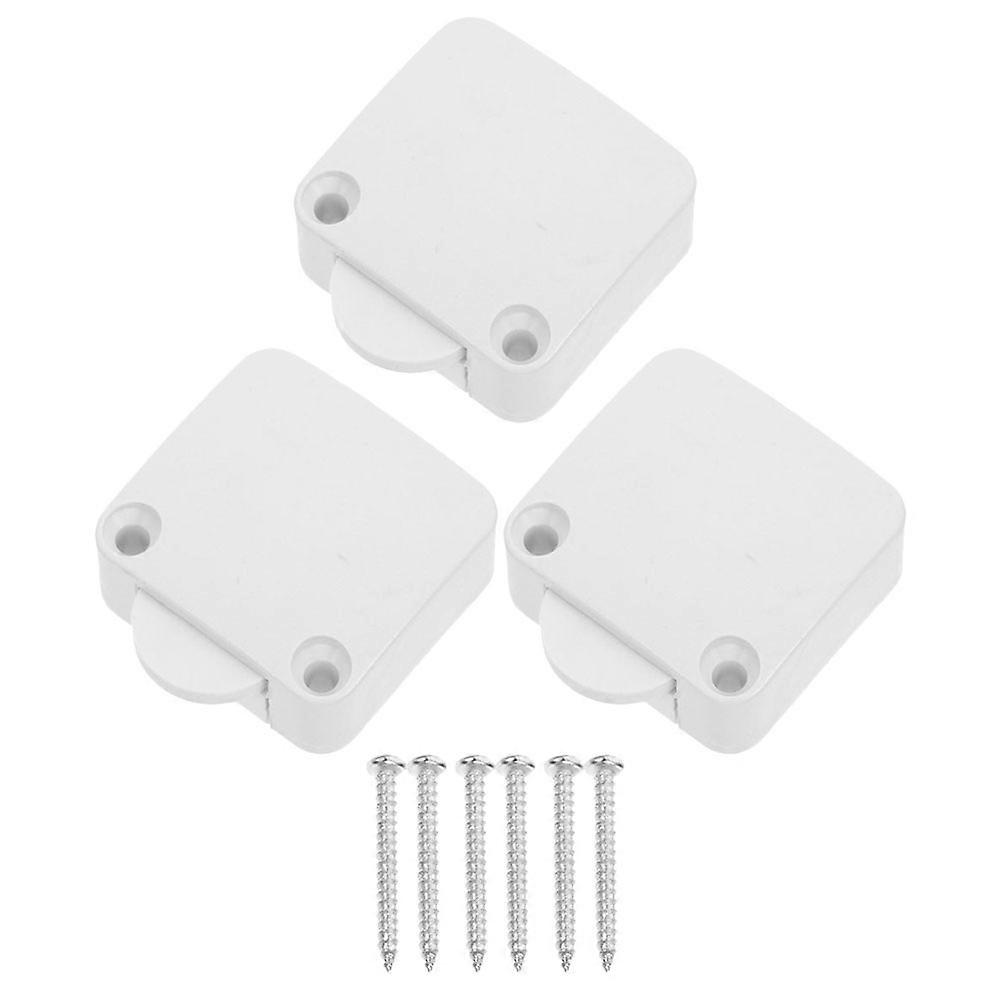 Wardrobe Light On Off Cabinet Lamp Switch Rectangular White 3.8X3.3cm 3Pcs