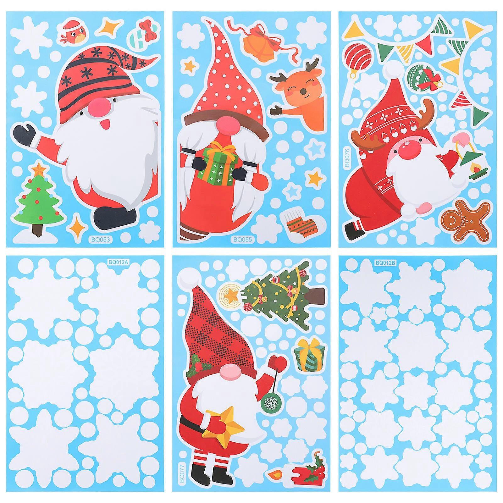 Holiday Sticker Sheets Christmas Decorative Sticker Scene Decor PVC Material Easy to Install 30X20CM 6 Sheets